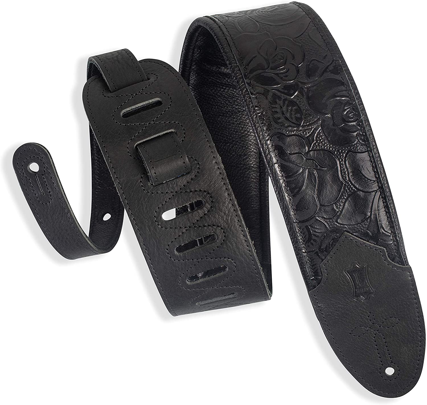 Texas Tour Gear  Levy's Leathers 2.5 Veg-Tan Leather Guitar Strap Celtic  Knot Emboss Design; Black (MV26CK-BLK)