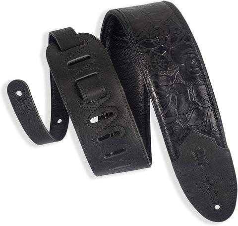 Levy's Leathers 3" Wide Garment Leather Guitar Strap with Rose Embossing (M4WP-007) - Texas Tour Gear