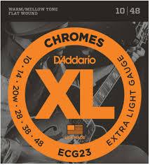 D’Addario ECG23 XL Chromes Flat Wound Electric Guitar Strings, Extra Light Gauge, 10-48 - Texas Tour Gear