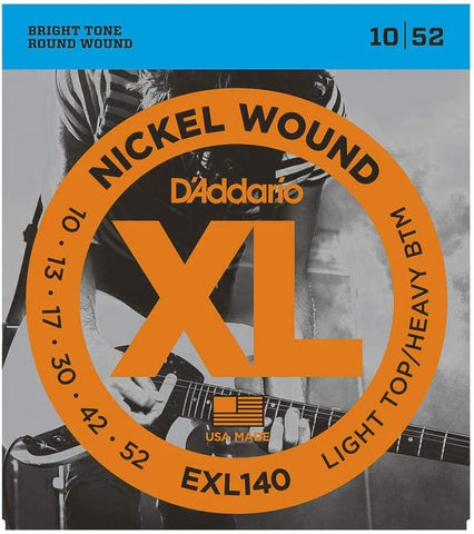 D'Addario EXL140 Nickel Wound Electric Strings -.010-.052 Light Top/Heavy Bottom - Texas Tour Gear