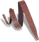 Levy's Leathers 2" Veg-Tan Leather Guitar Strap Triple Stitch - Contrast Design; Brown and Red (MV217TS-BRN_RED) - Texas Tour Gear