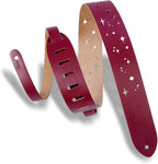 Levy's Leathers 2" Chrome-Tan Leather Guitar Strap Galaxy Punch Out Design; Burgundy (M12GSC-BRG) - Texas Tour Gear