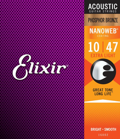 Elixir 16002 Nanoweb Strings, Extra Light 10-47 - Texas Tour Gear