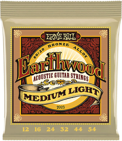 Ernie Ball Earthwood Medium Light 80/20 Bronze Acoustic Set, .012 - .054 - Texas Tour Gear