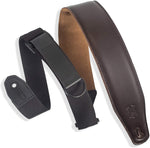 Levy's Leathers Right Height Guitar Strap with RipChord Quick Adjustment Technology and Suede Backing; 2.5" Width Padded Garment Leather - Dark Brown (MRHGS-DBR) - Texas Tour Gear