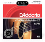 D'Addario EXP12 Medium Coated 80/20 Bronze Acoustic Strings - .013-.056 - Texas Tour Gear