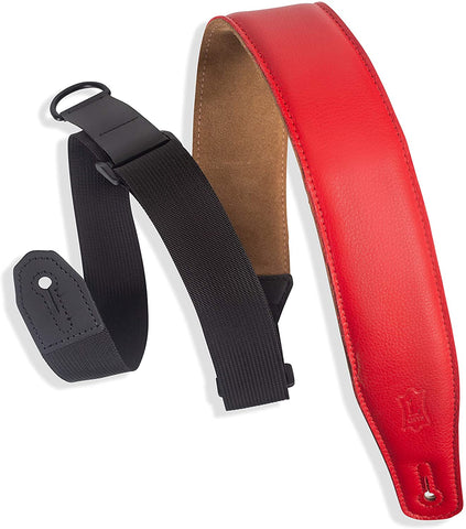 Levy's Leathers Right Height Guitar Strap with RipChord Quick Adjustment Technology and Suede Backing; 2.5" Width Padded Garment Leather - Red (MRHGS-RED) - Texas Tour Gear