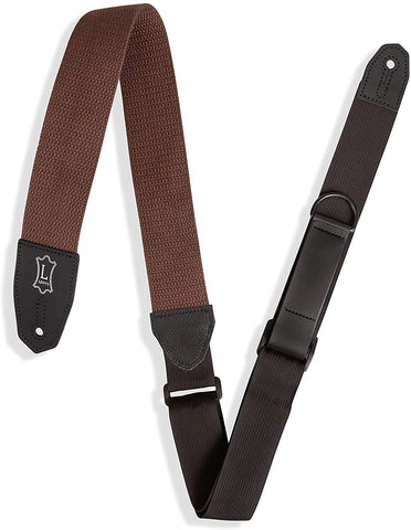 Levy's Leathers Right Height Guitar Strap with RipChord Quick Adjustment Technology; 2" Wide Cotton - Brown (MRHC-BRN) - Texas Tour Gear