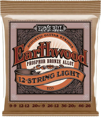 Ernie Ball 2153 Earthwood Phosphor Bronze Acoustic Guitar Strings - .009-.046 Light 12-string