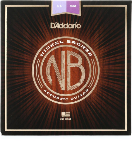 D'Addario Nickel Bronze Acoustic Guitar Strings, Medium, NB11-52